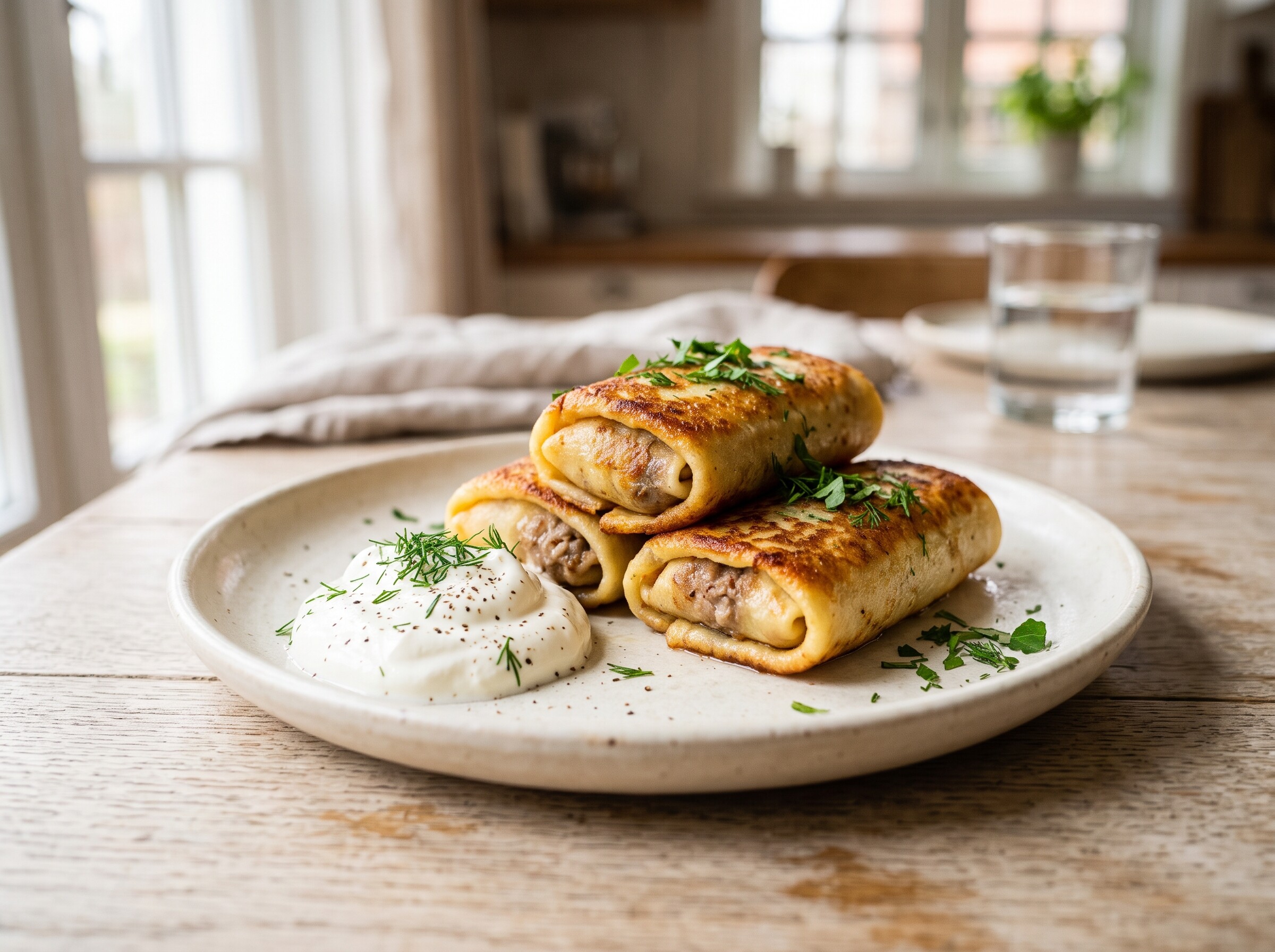 Блинчики с мясной начинкой
