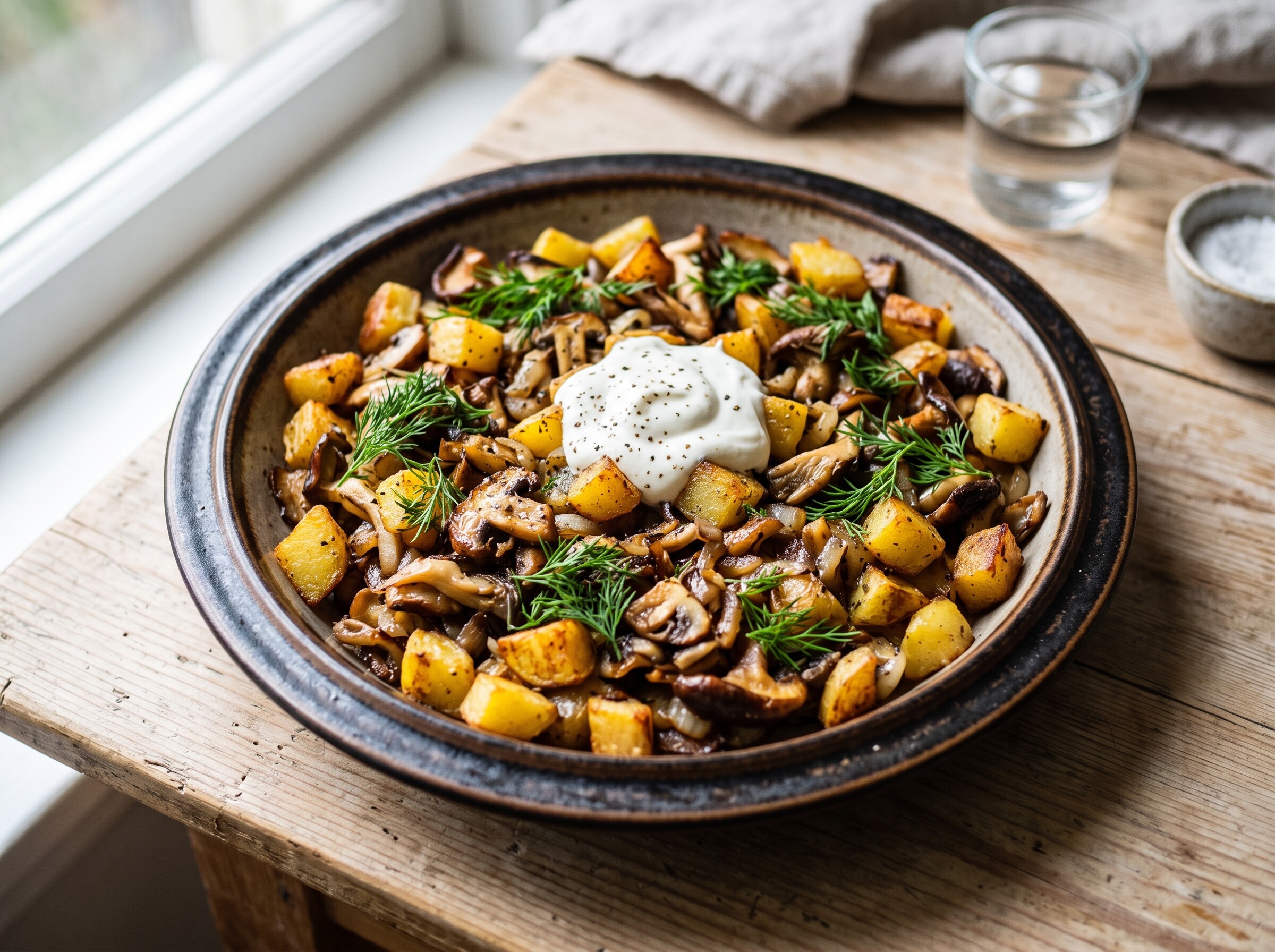 Жареная картошка с грибами и луком