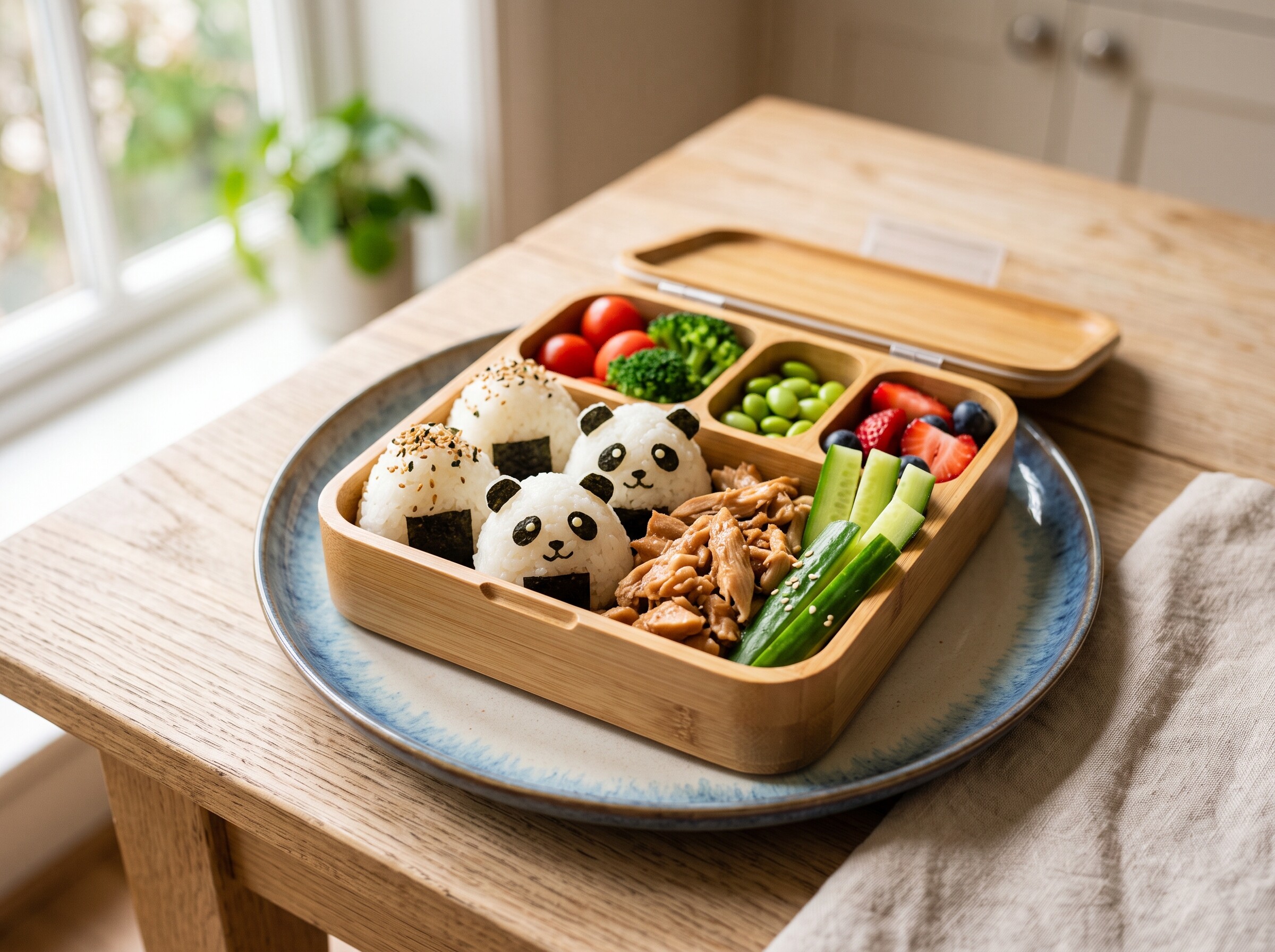 Рисовые шарики с курицей и огурцом