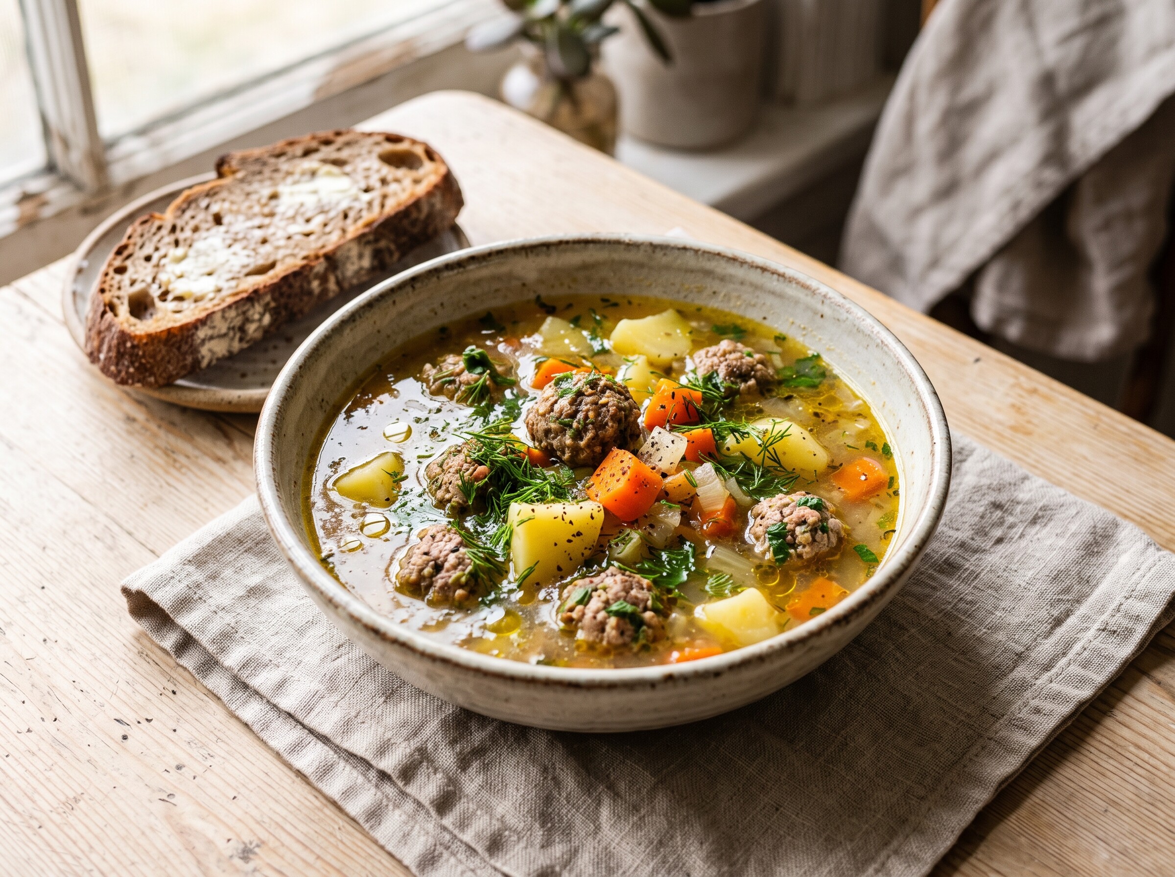 Суп с мясными фрикадельками