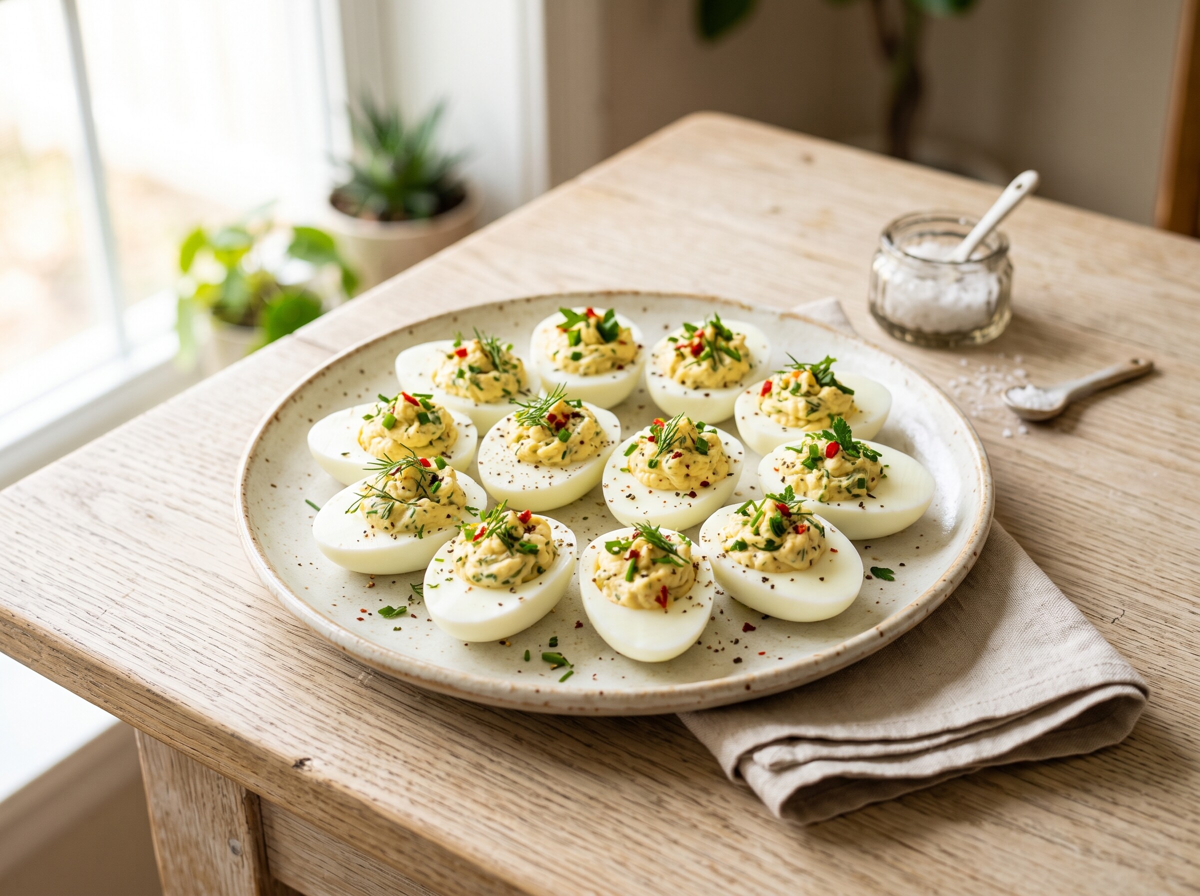 Яйца, фаршированные сыром и чесноком